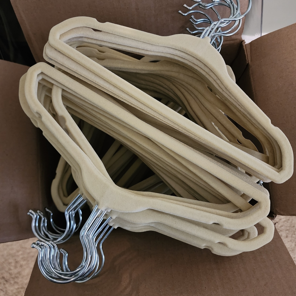 Set of Kids Beige Velvet Hangers